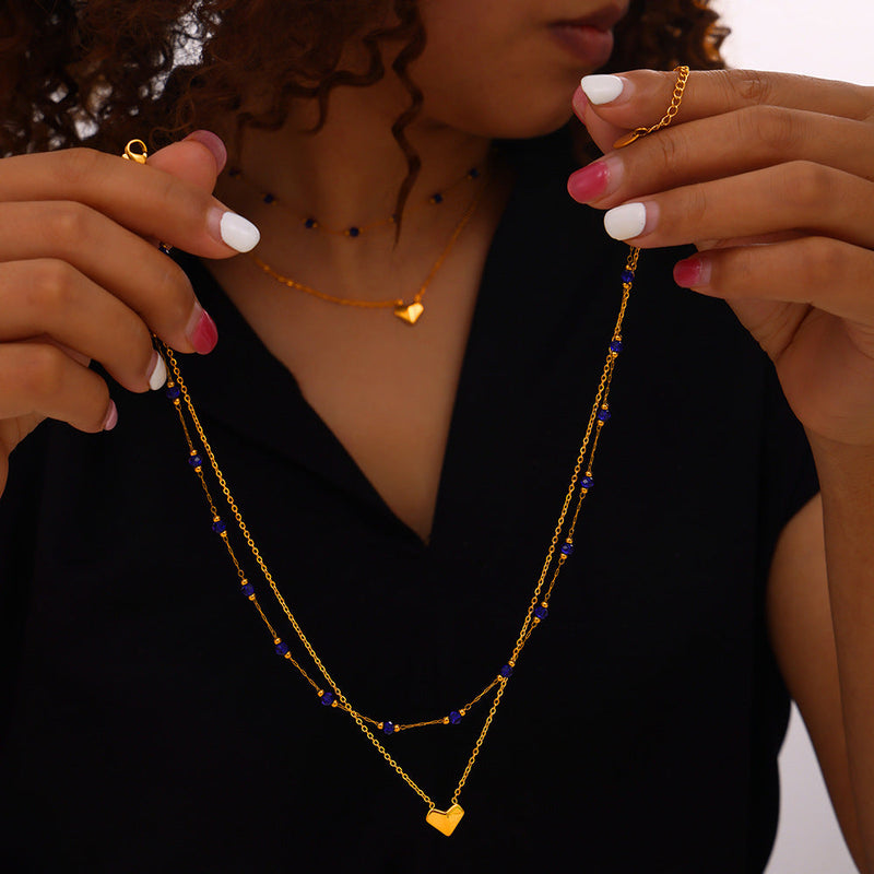 Titanium Steel Section Crystal Double-Layered Necklace Trandify deal