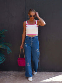 Embroidered Straight Jeans with Pockets Trandify deal