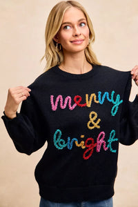 BiBi Tinsel Christmas Sweater | Embroidered Holiday Wear