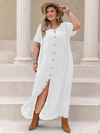 Plus Size Round Neck Half Sleeve Dress Trandify deal