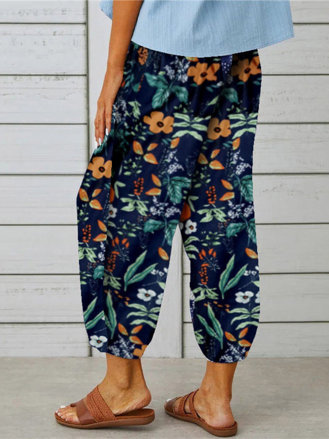 Printed Tied Cropped Pants Trandify deal
