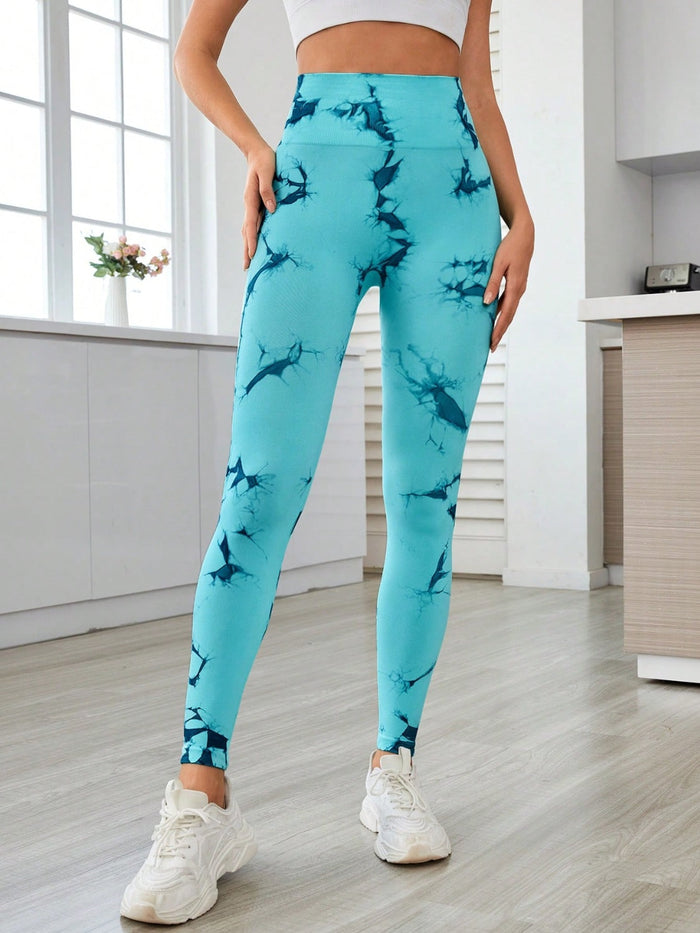 Printed High Waist Active Leggings Trandify Deal
