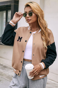 Ivy Lane Contrast Baseball Collar Snap Down Jacket Trandify Deal