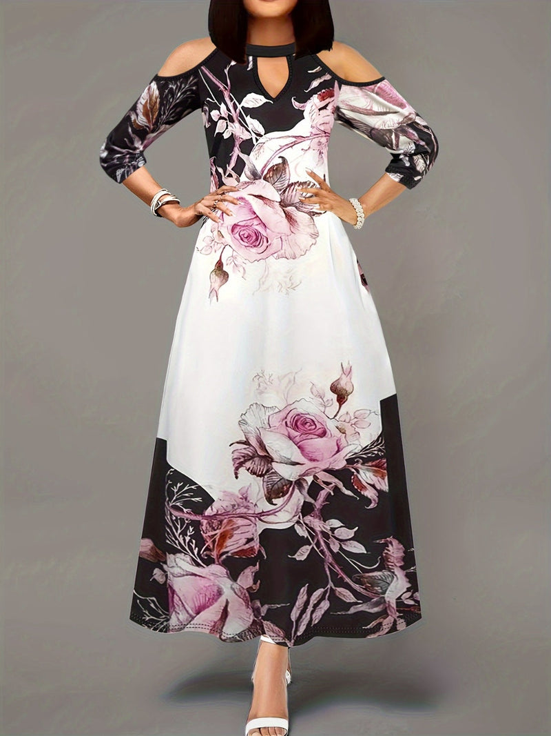 Plus Size Cutout Printed Cold Shoulder Dress Trandify Deal