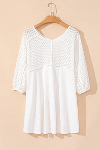 Trendy Openwork High-Low Hem V-Neck Oversized Top for Women – Casual & Boho Chic Blouse