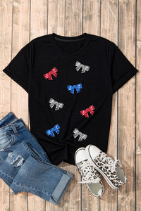 Bow Round Neck Short Sleeve T-Shirt - Trandify Deal
