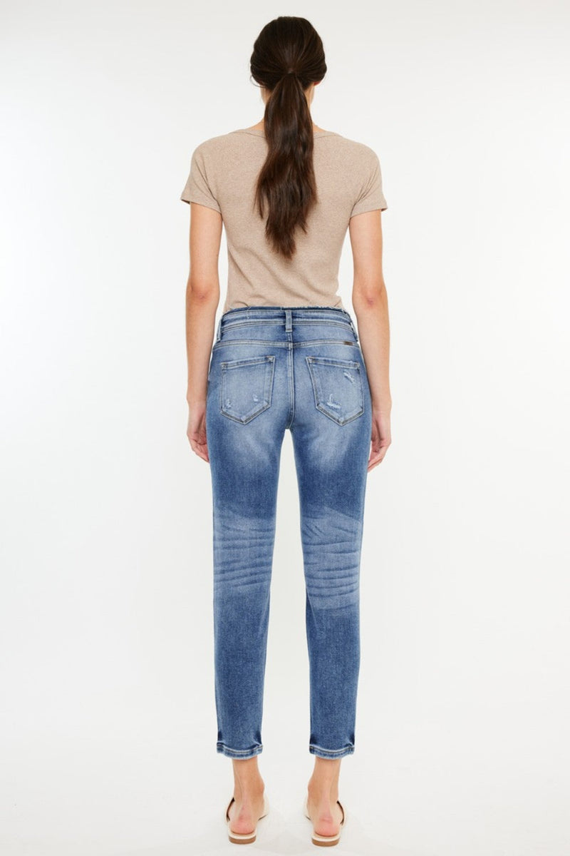 Kancan High Rise Distressed Mom Jeans Trandify deal