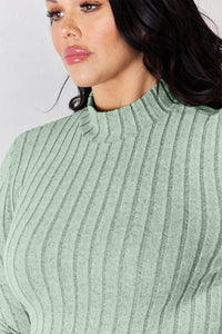 Basic Bae Full Size Ribbed Mock Neck Long Sleeve T-Shirt Trandify Deal