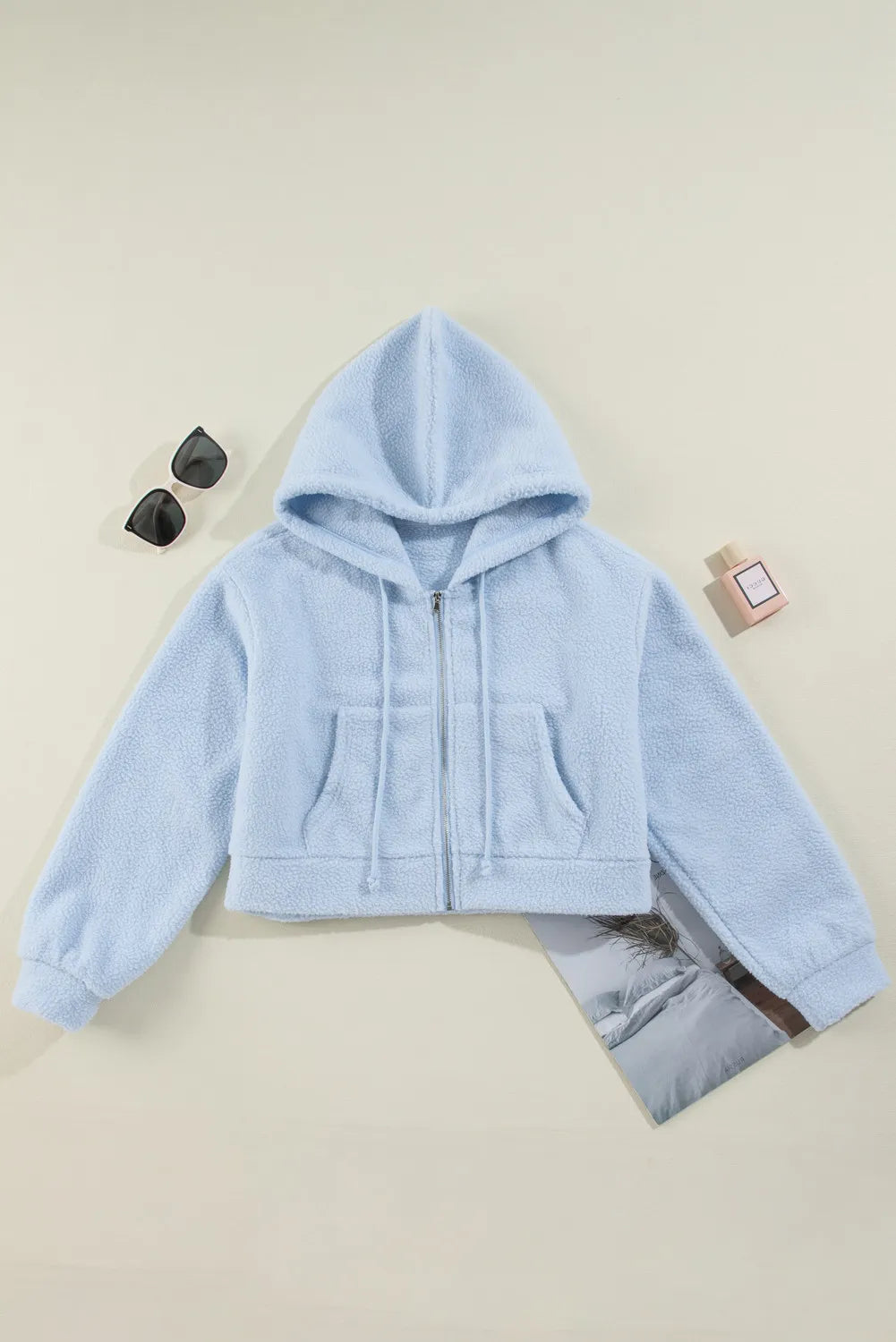 Drawstring Zip Up Long Sleeve Hoodie Trandify Deal