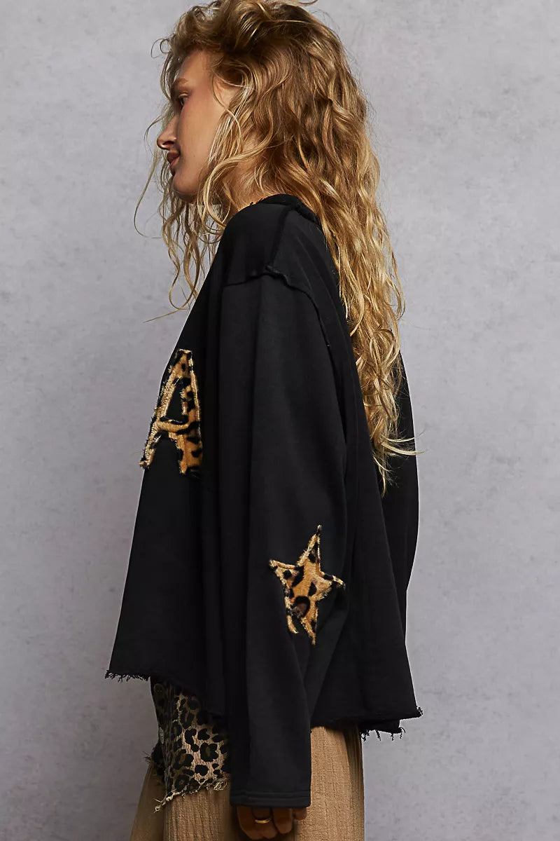 USA Patch Women's French Terry Sweatshirt - Raw Hem