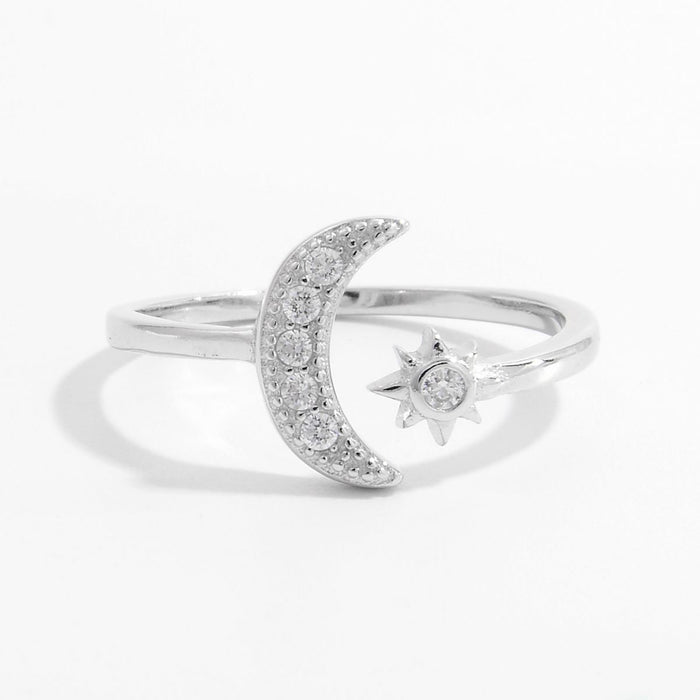 925 Sterling Silver Moon Open Ring Trandify Deal