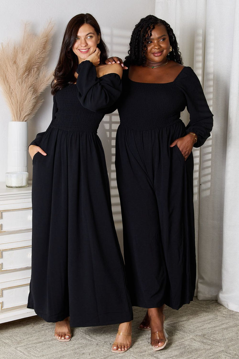 Double Take Square Neck Jumpsuit with Pockets Trandify deal