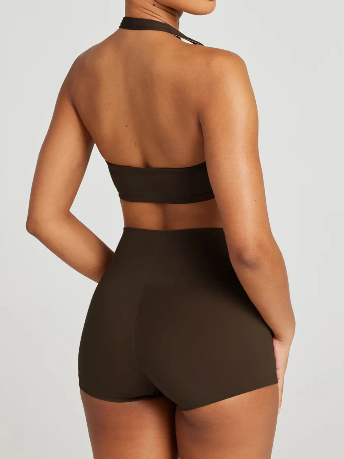 Breathable workout clothes for women – adjustable halter neck cami and shorts set
