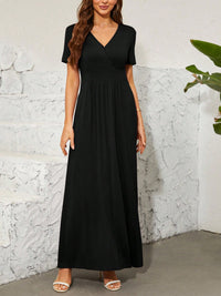 Surplice Short Sleeve Maxi Dress Trandify deal