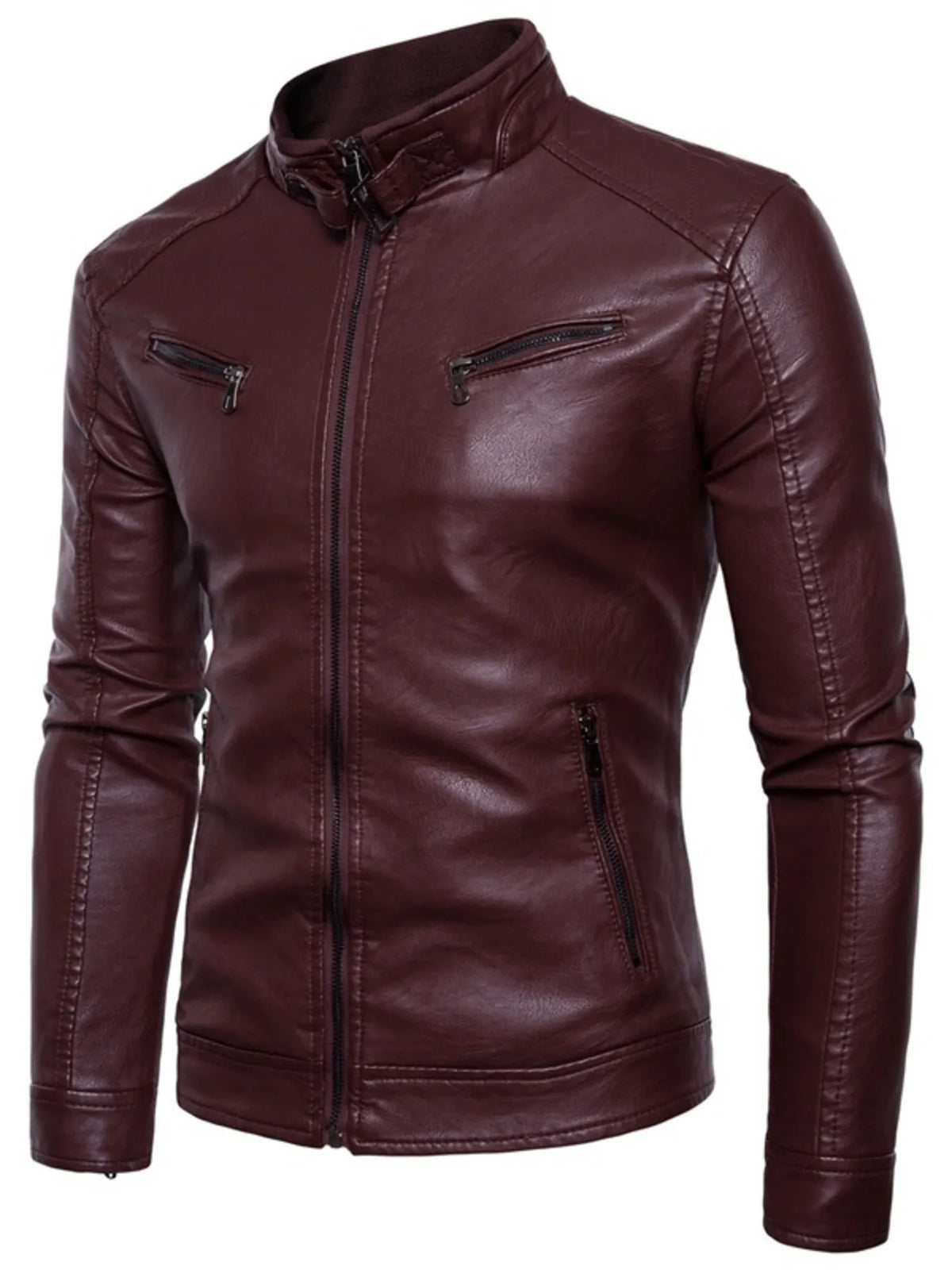Men's Plus Size Motorcycle Leather Jacket - Casual Biker Jacket