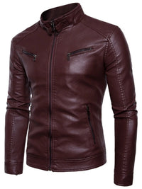 Men's Plus Size Motorcycle Leather Jacket - Casual Biker Jacket