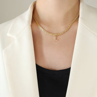 Brass Inlaid Zircon Letter Pendant Necklace Trandify Deal