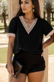 Plus Size V-Neck Short Sleeve Blouse Trandify deal