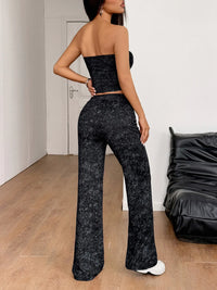 Trendy Women’s Strapless Crop Top and Wide Leg Pants Set for Summer Outfits