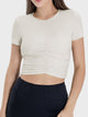 Millennia Ruched Round Neck Short Sleeve Active T-Shirt Trandify deal