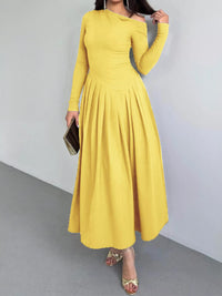 Ruched One Shoulder Bodycon Dress in Yellow