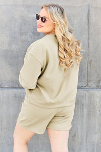 Double Take Full Size Texture Long Sleeve Top and Drawstring Shorts Set Trandify Deal