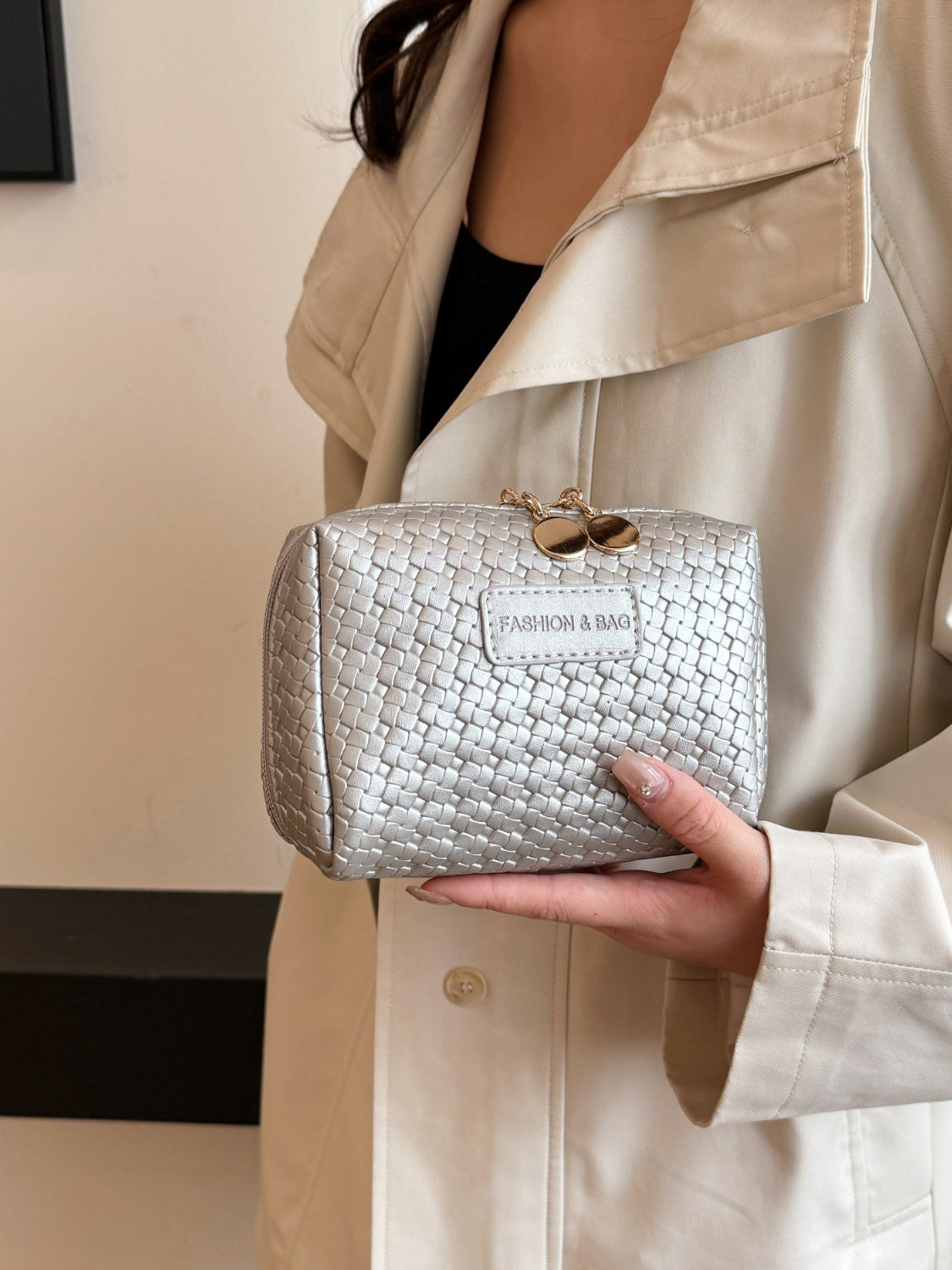 PU Leather Woven Clutch Trandify Deal