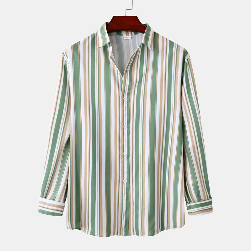 Breathable cotton blend men’s striped shirt for business casual outfits