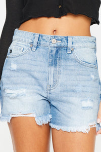 Kancan High Waist Frayed Denim Shorts Trandify deal