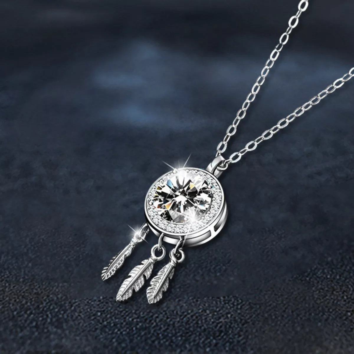 1 Carat Moissanite Dreamcatcher Pendant Necklace for Women