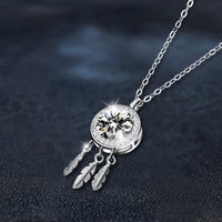 1 Carat Moissanite Dreamcatcher Pendant Necklace for Women