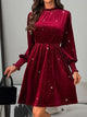 Glitter Mock Neck Long Sleeve Mini Dress Trandify Deal