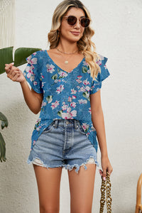 V-Neck Short Sleeve Blouse Trandify deal