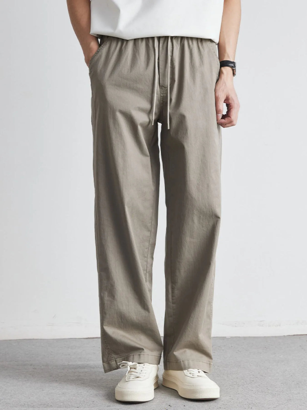 Men’s casual wide leg lounge pants with drawstring waist – relaxed-fit joggers for comfort