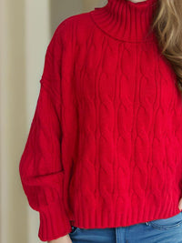 Cable-Knit Turtleneck Long Sleeve Sweater Trandify Deal
