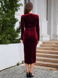 Ruched Slit Surplice Wrap Dress Trandify Deal