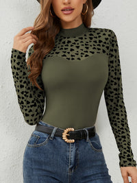 Heart Mock Neck Long Sleeve T-Shirt Trandify Deal