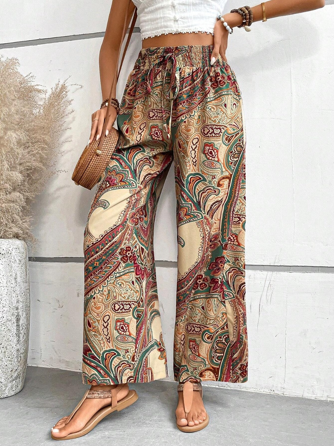 Printed Wide Leg Pants Trandify deal