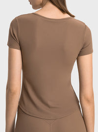 Notched Short Sleeve Active T-Shirt Trandify Deal