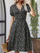 Printed V-Neck Short Sleeve Dress Trandify deal