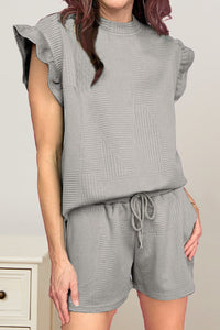 Slit Round Neck Top and Drawstring Shorts Set Trandify deal