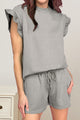 Slit Round Neck Top and Drawstring Shorts Set Trandify deal