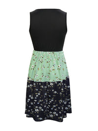 Printed Round Neck Sleeveless Dress Trandify Deal
