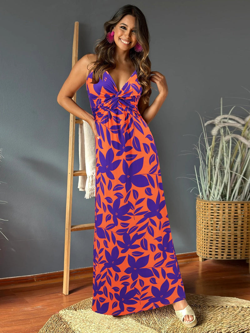 Twisted Printed V-Neck Cami Dress Trandify deal