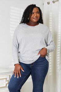 Double Take Seam Detail Round Neck Long Sleeve Top Trandify Deal