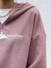Mountain Quarter Zip Long Sleeve Hoodie Trandify Deal
