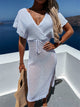 Slit Surplice Cap Sleeve Cover Up Trandify deal
