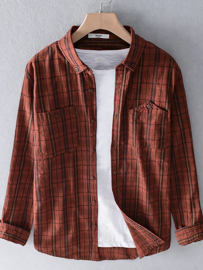 Men's Plus Size Plaid Flannel Shirt – Big & Tall Casual Button-Up for Fall & Winter
