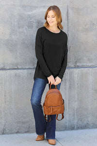 Basic Bae Full Size Round Neck Dropped Shoulder T-Shirt Trandify Deal