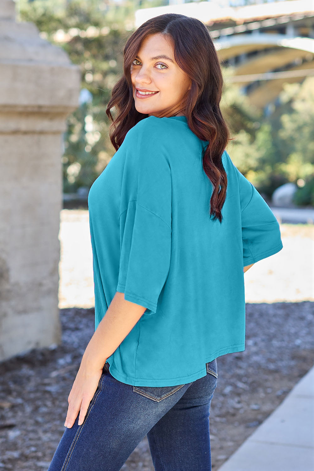 Basic Bae Full Size Round Neck Drop Shoulder T-Shirt Trandify Deal